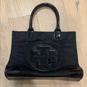 Tory Burch Black Tote with Glossy Finish